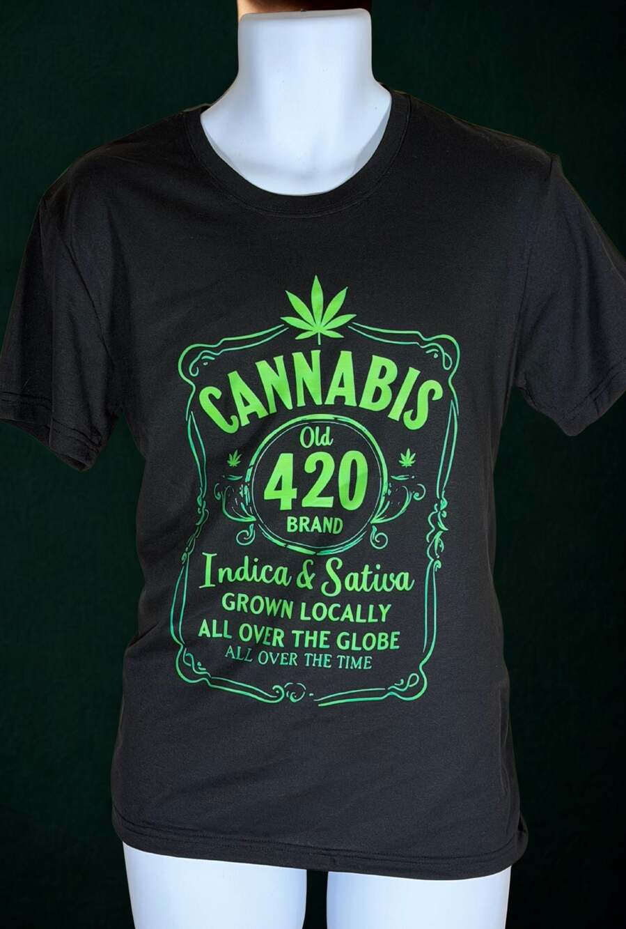 Cannabis Old 420 Brand Indica & Sativa Black T, New - Picture 4 of 5